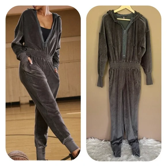 {FP Movement} Training Day Velour Jumpsuit in Grey - Womens XS - Picture 1 of 10